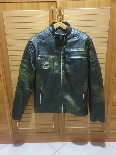 Giubbino pelle verde scuro - giubbino,