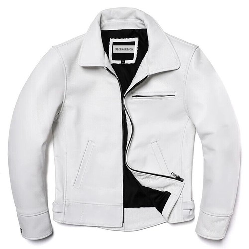 Giacca uomo pelle - bianca, biker