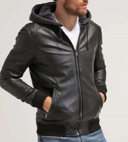 Giacca vera pelle - uomo, nera