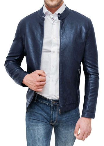 Giubbotto biker uomo blu - giubbotto,